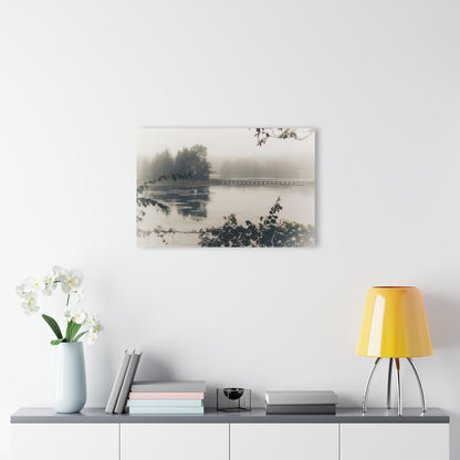U R There Photography Bridge in Fog Rustic Farmhouse Acrylic Wall Print
