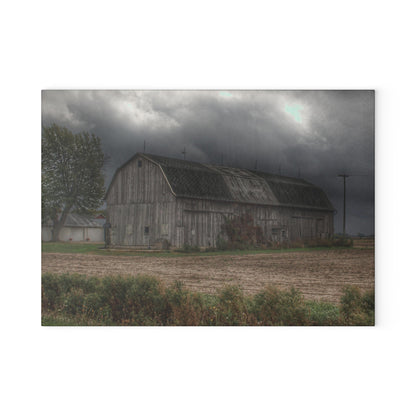 U R There Photography Waterman Road Grey II Rustic Farmhouse Tempered-Glass Cutting Board 8 "x 11"