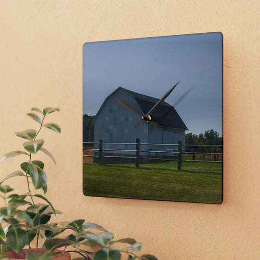 U R There Photography M-90 White and Windmill I Rustic Farmhouse Acrylic Analog Wall Clock