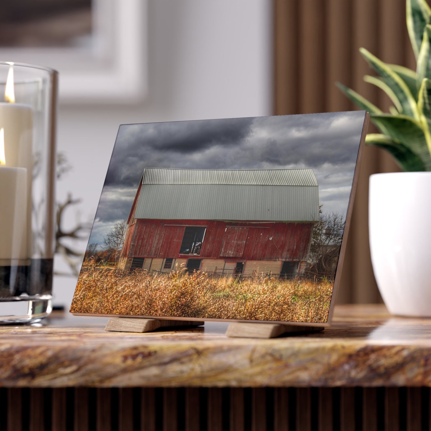 U R There Photography Booth Road Cow Barn I Rustic Farmhouse Decorative Ceramic Tile