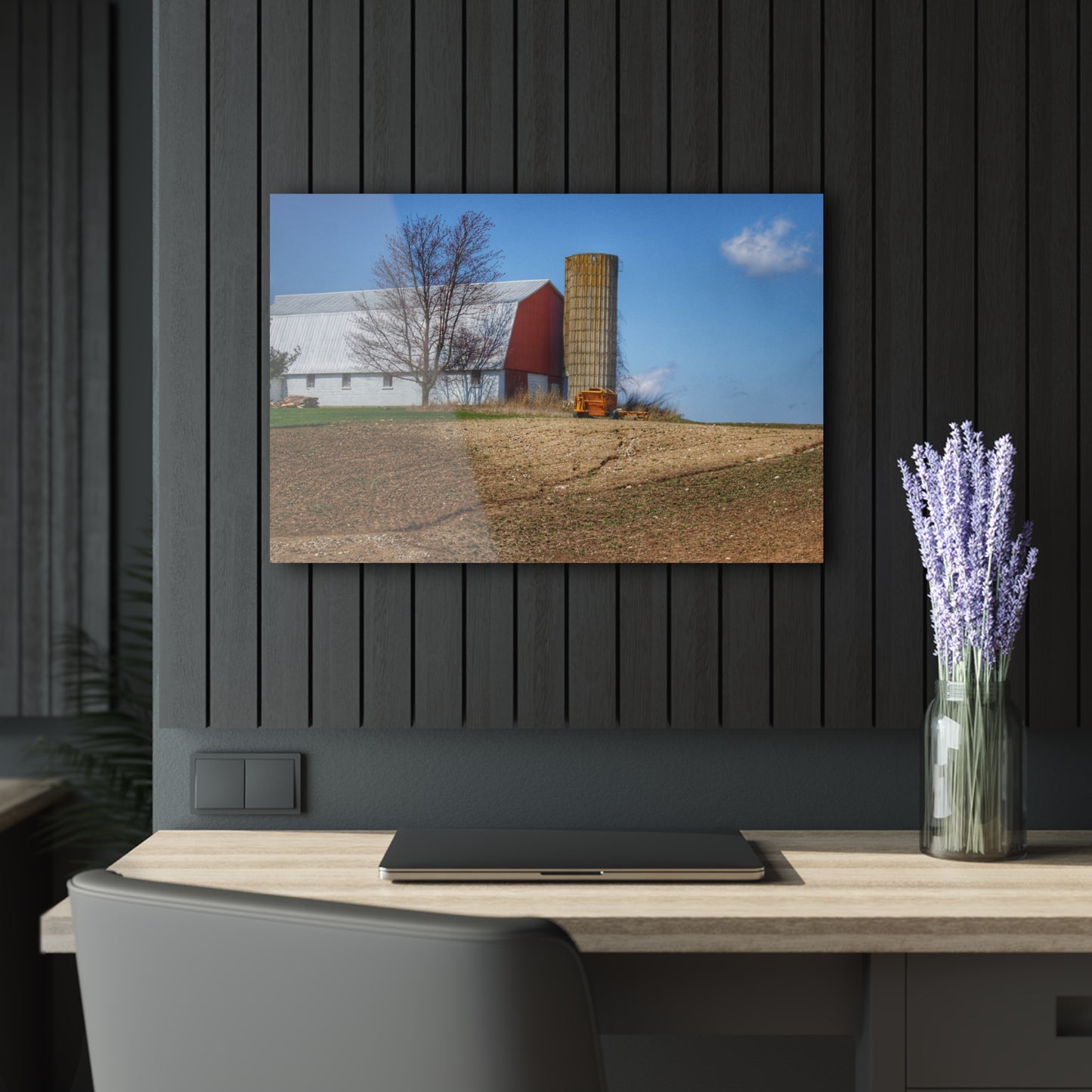 U R There Photography Shay Lake Red Rustic Farmhouse Acrylic Wall Print
