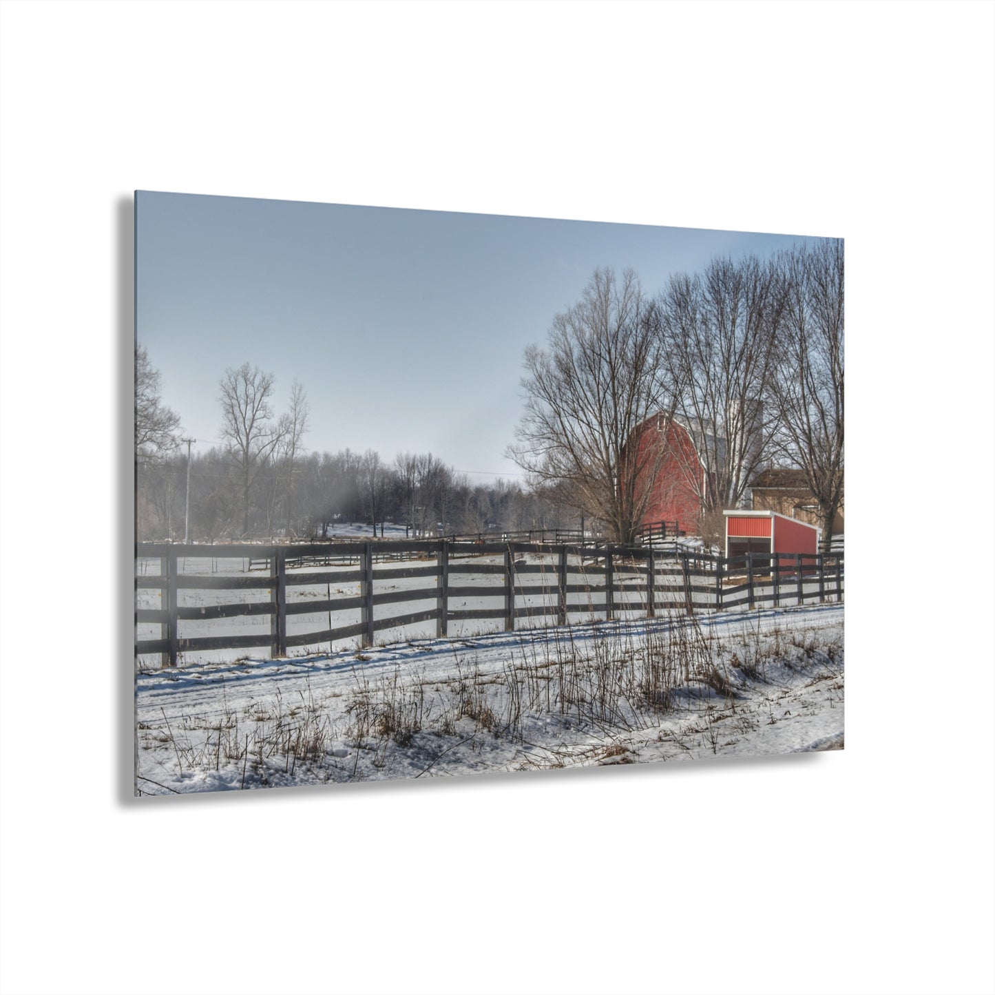 U R There Photography West Lake Road Red Rustic Farmhouse Acrylic Wall Print
