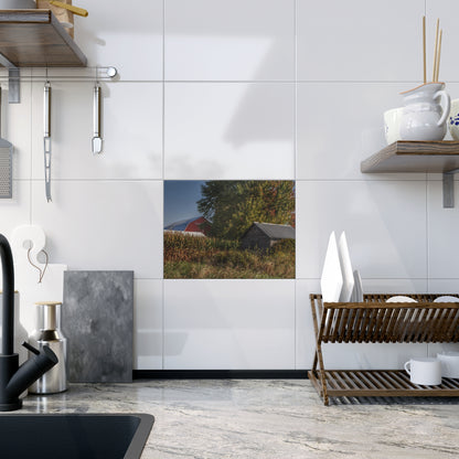 U R There Photography Barnes Road Hidden Red and Little Grey Rustic Farmhouse Decorative Ceramic Tile