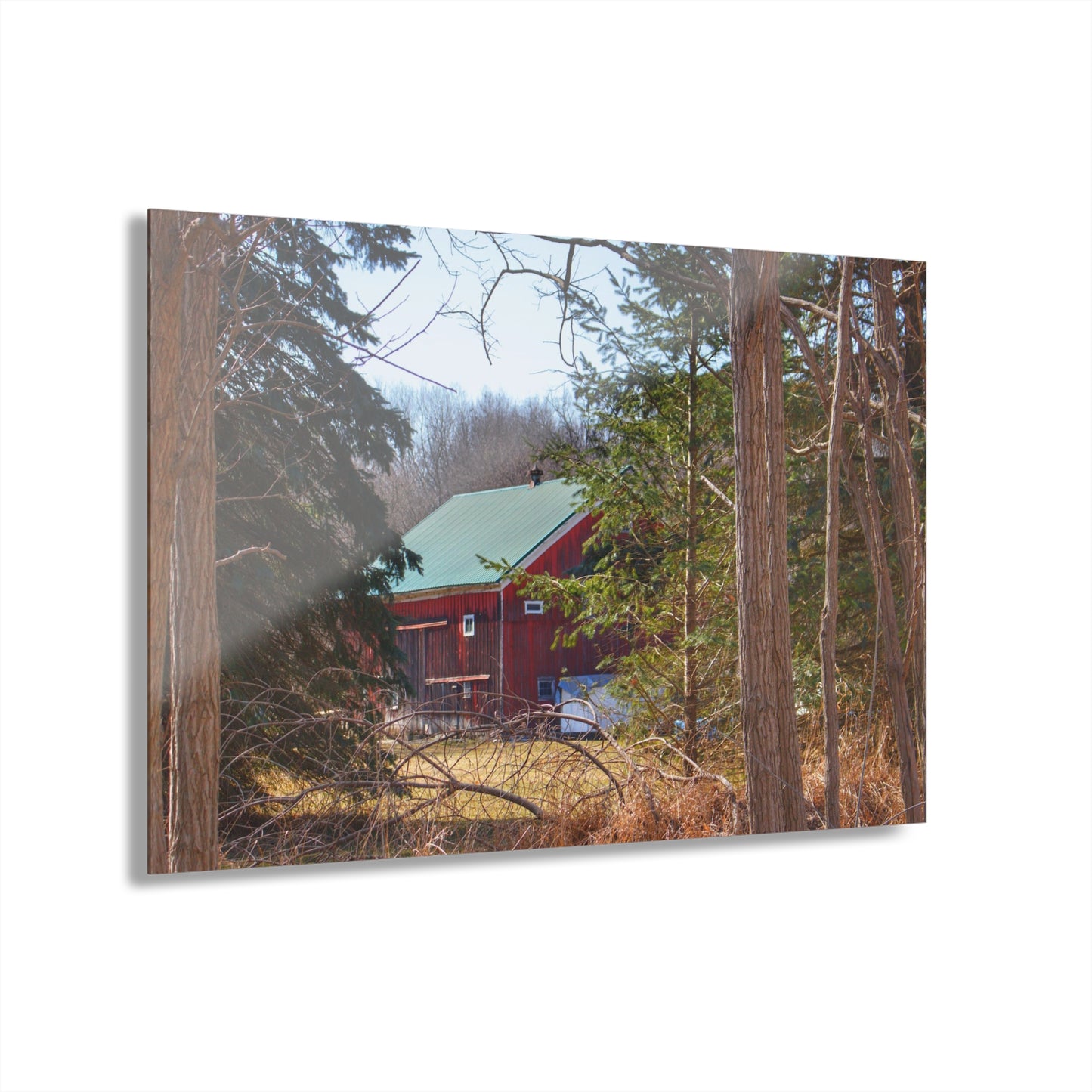 U R There Photography Bordman Road Hidden Red Rustic Farmhouse Acrylic Wall Print