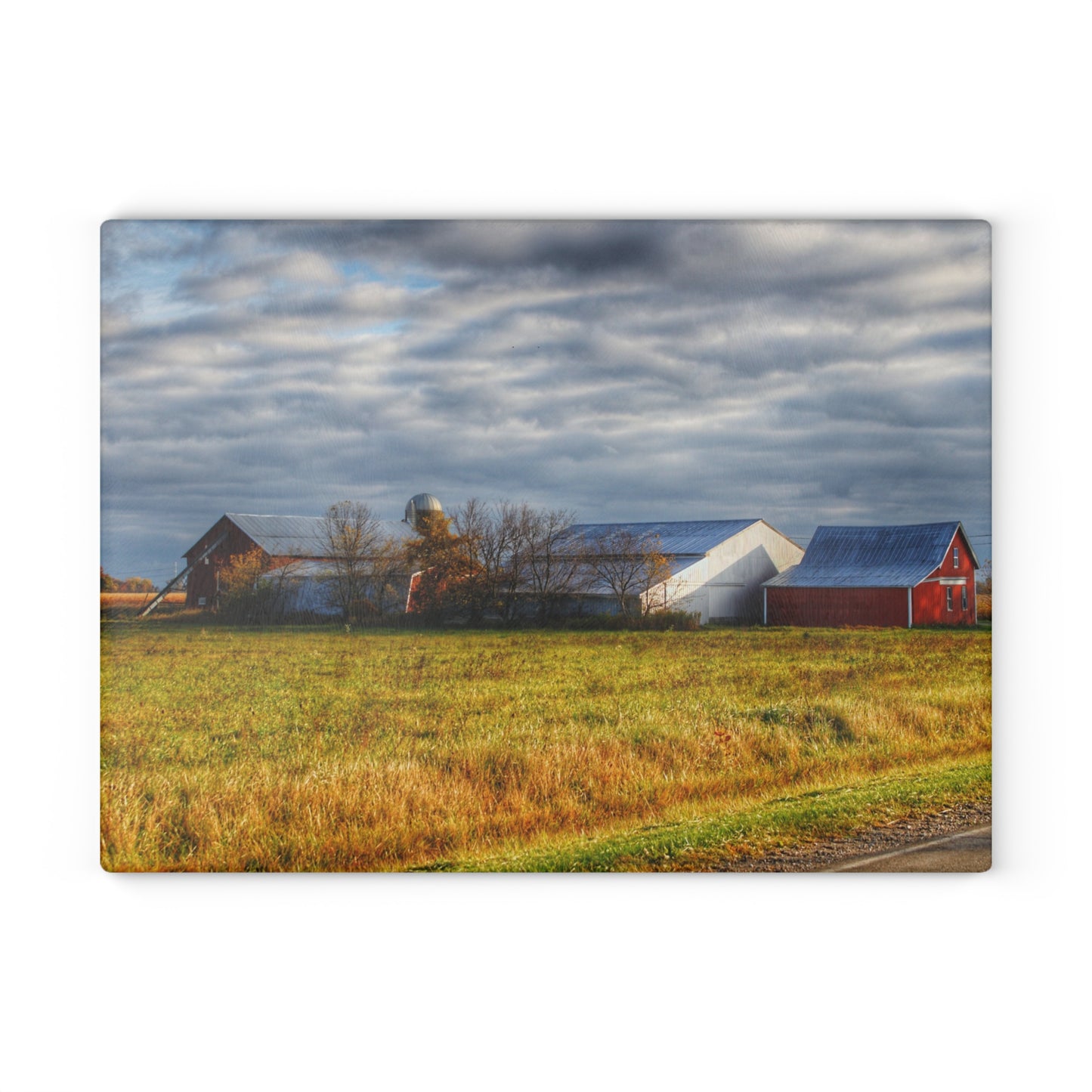 U R There Photography Marlette Road Farm I Rustic Farmhouse Tempered-Glass Cutting Board