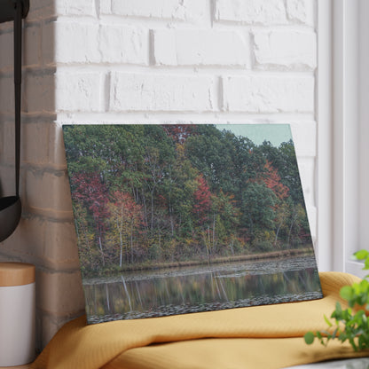 U R There Photography Fall on Murphy Lake IV Rustic Farmhouse Tempered-Glass Cutting Board