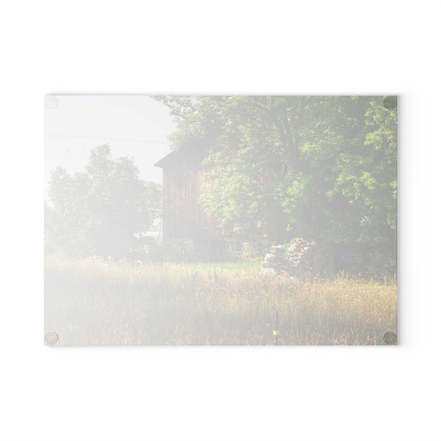 U R There Photography Lum Hidden Fieldstone Red Rustic Farmhouse Tempered-Glass Cutting Board