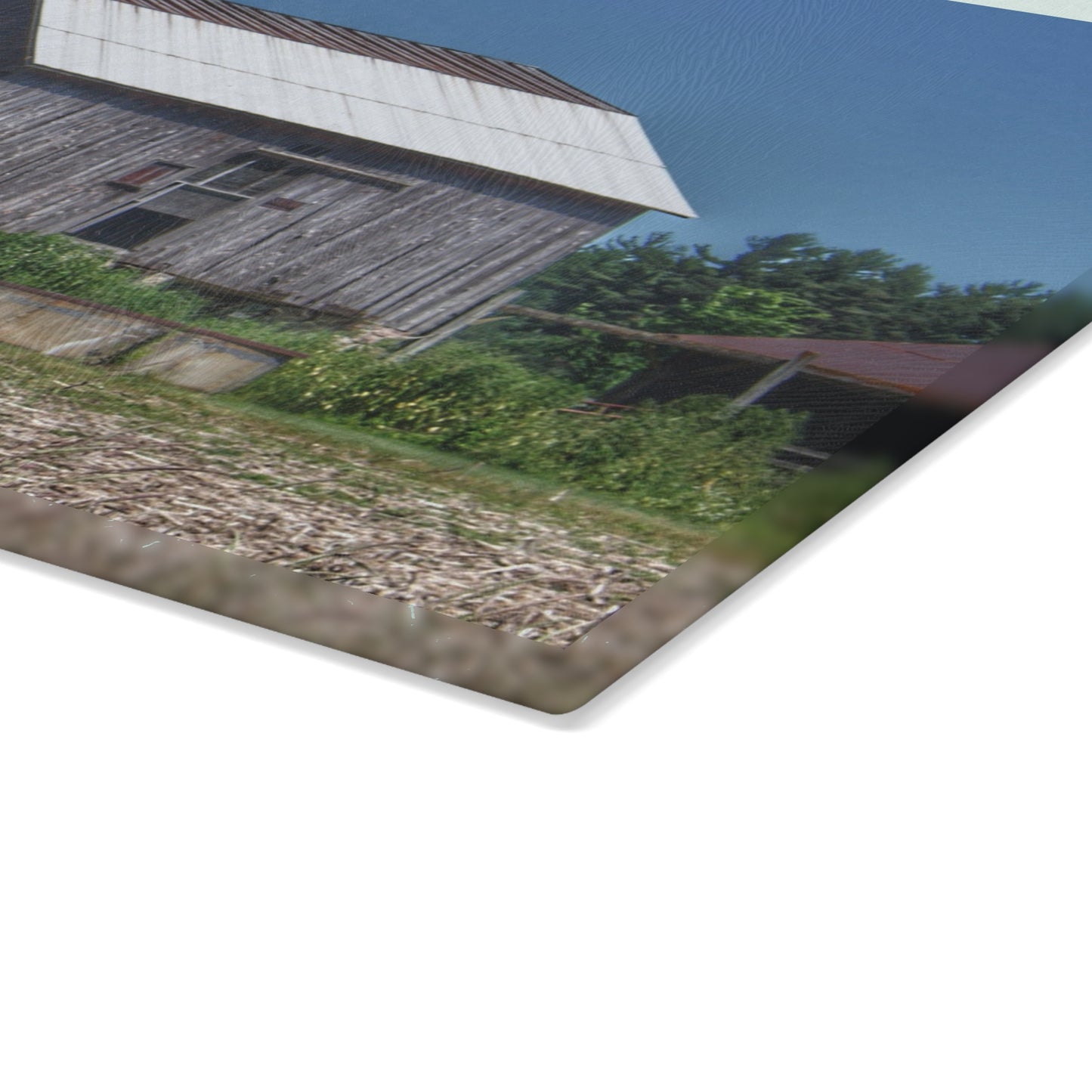 U R There Photography Millington Road Grey Rustic Farmhouse Tempered-Glass Cutting Board