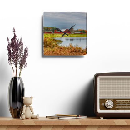 U R There Photography Oakwood Reds Rustic Farmhouse Acrylic Analog Wall Clock