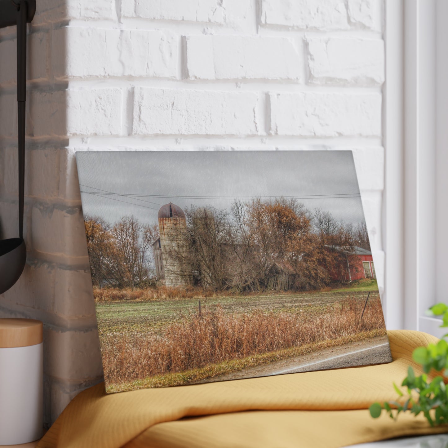 U R There Photography Burnside Road Grey II Rustic Farmhouse Tempered-Glass Cutting Board
