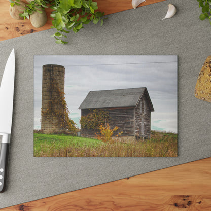 U R There Photography Fisher Road Grey Rustic Farmhouse Tempered-Glass Cutting Board
