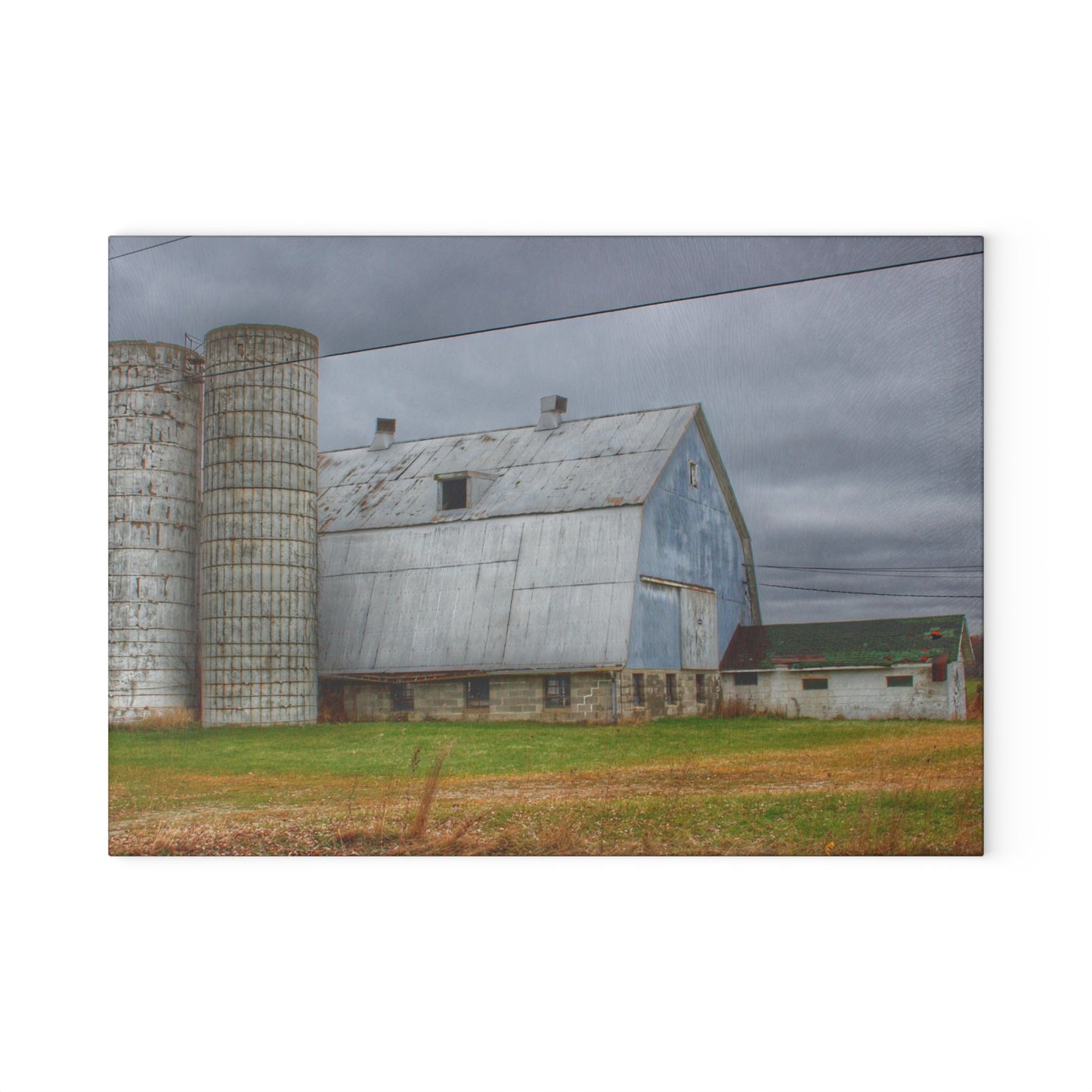 U R There Photography Daley Road Grey I Rustic Farmhouse Tempered-Glass Cutting Board