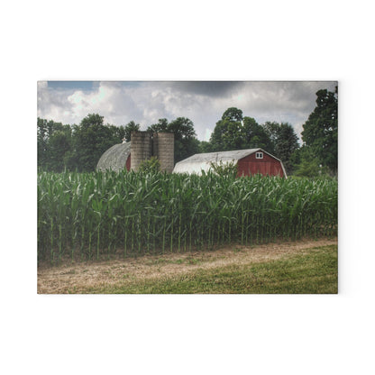 U R There Photography Scotch Settlement Reds Rustic Farmhouse Tempered-Glass Cutting Board