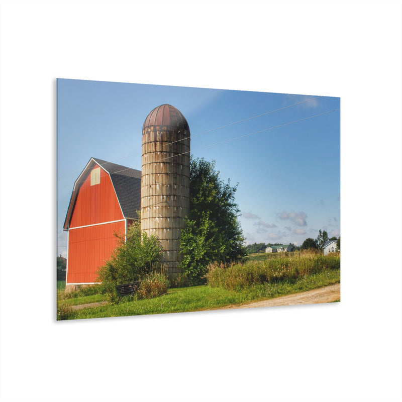 August Red and Silo Rustic Farmhouse Acrylic Wall Print