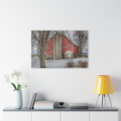 U R There Photography Frenchline Road Red in Winter Rustic Farmhouse Acrylic Wall Print