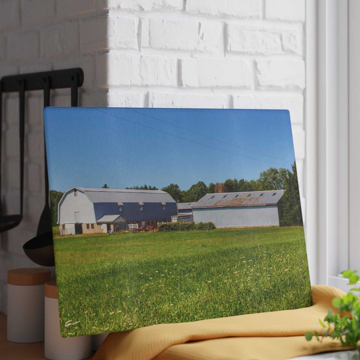 U R There Photography McPherson Greys Rustic Farmhouse Tempered-Glass Cutting Board