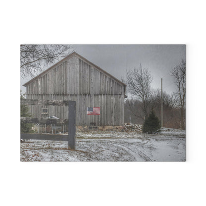 U R There Photography Sutton Road Patriot Grey I Rustic Farmhouse Tempered-Glass Cutting Board