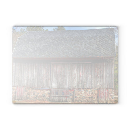 U R There Photography Leix Road Stone Red Rustic Farmhouse Tempered-Glass Cutting Board