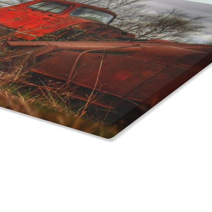 U R There Photography North Gates Road Rusted Red Rustic Farmhouse Tempered-Glass Cutting Board