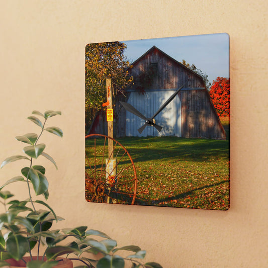U R There Photography Cade Road Quonset Rustic Farmhouse Acrylic Analog Wall Clock