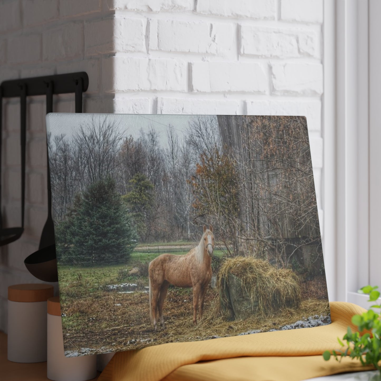 U R There Photography French Road Butterscotch Rustic Farmhouse Tempered-Glass Cutting Board