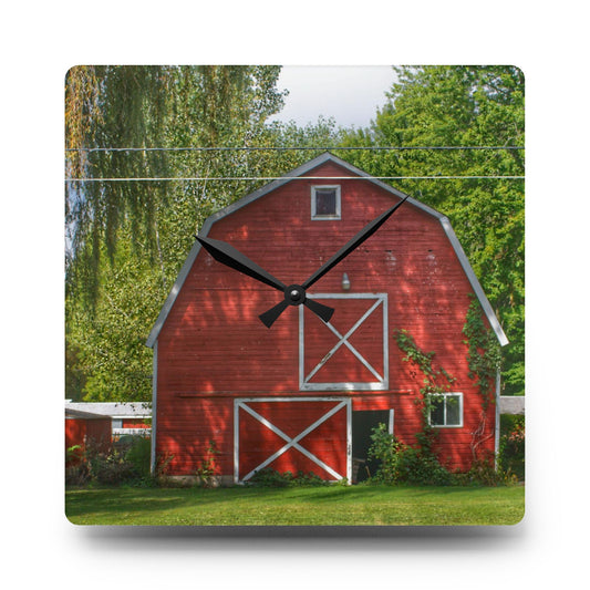 Henderson Red Rustic Farmhouse Acrylic Analog Wall Clock 10.75'' × 10.75'' (Square)