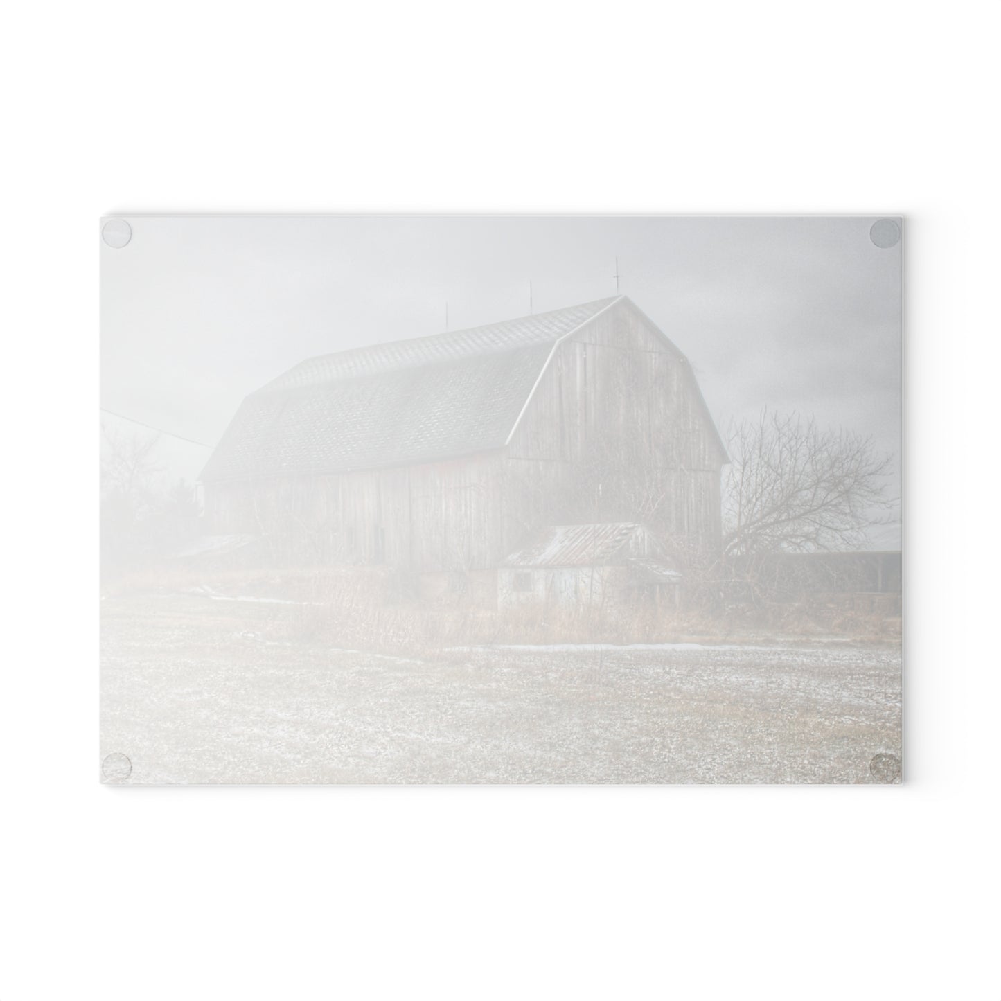 U R There Photography Mayville Road Grey Rustic Farmhouse Tempered-Glass Cutting Board