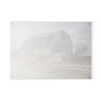 U R There Photography Mayville Road Grey Rustic Farmhouse Tempered-Glass Cutting Board