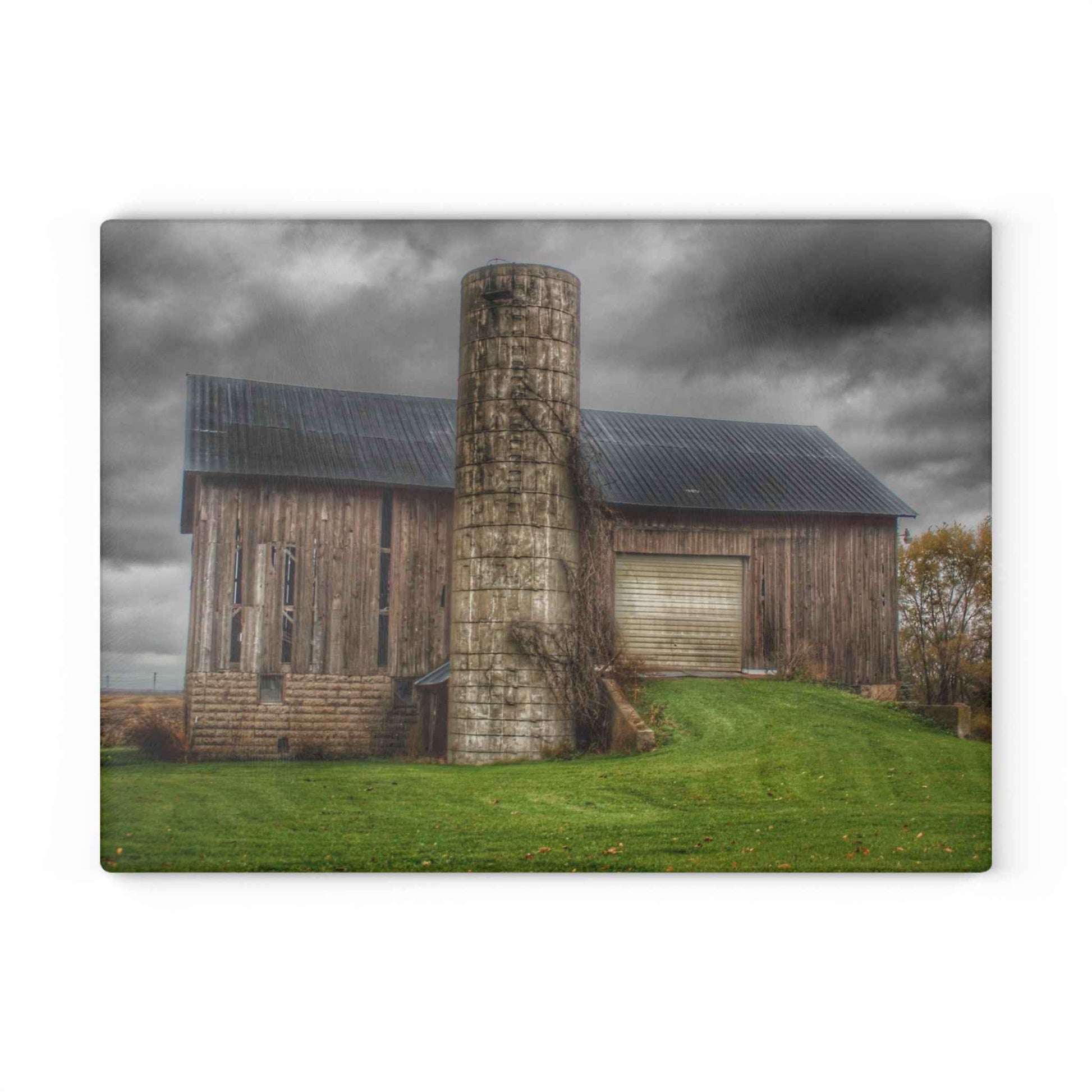U R There Photography Gilford Grey I Rustic Farmhouse Tempered-Glass Cutting Board