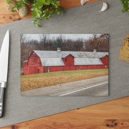 U R There Photography Caseville Red Rustic Farmhouse Tempered-Glass Cutting Board