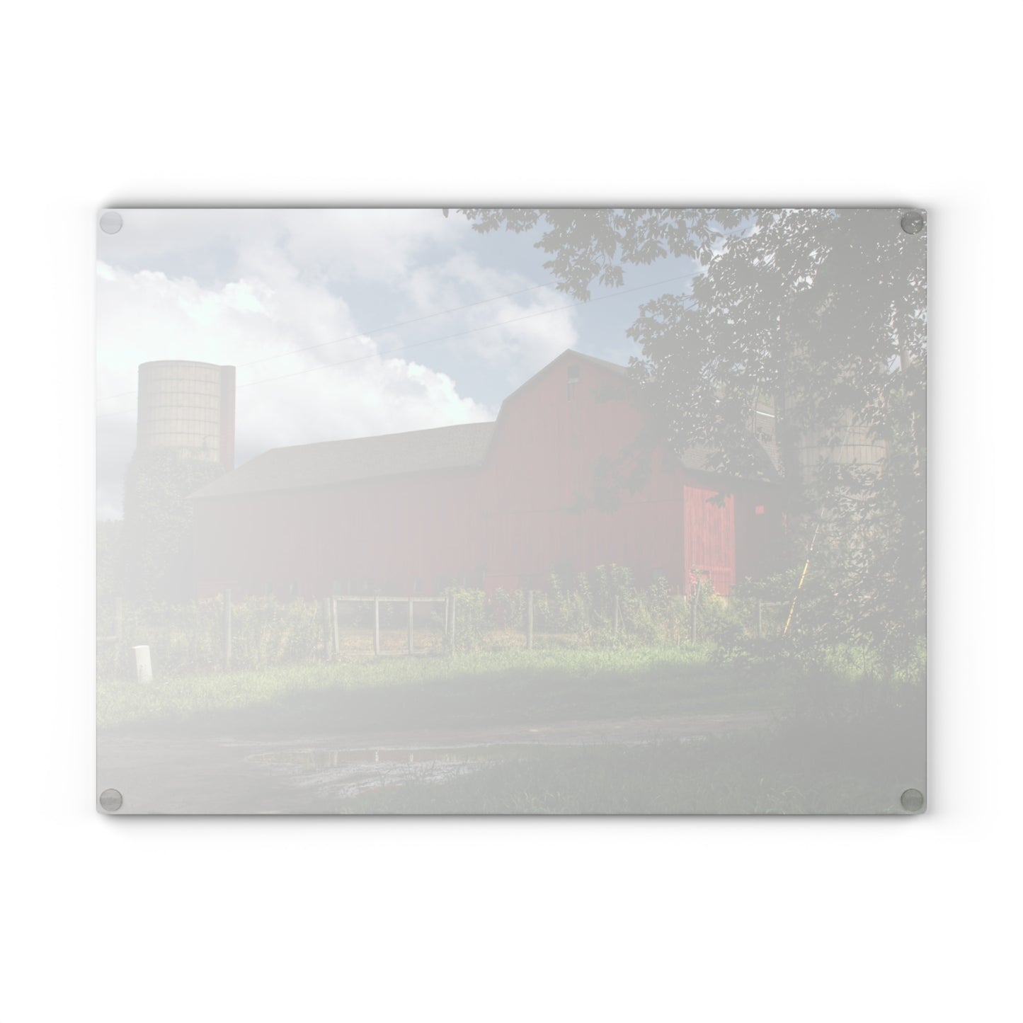 U R There Photography Metamora Road Red Rustic Farmhouse Tempered-Glass Cutting Board