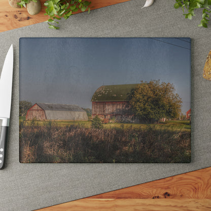 U R There Photography Summers Road Reds Rustic Farmhouse Tempered-Glass Cutting Board