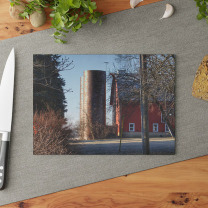 U R There Photography Newark Hidden Red Rustic Farmhouse Tempered-Glass Cutting Board
