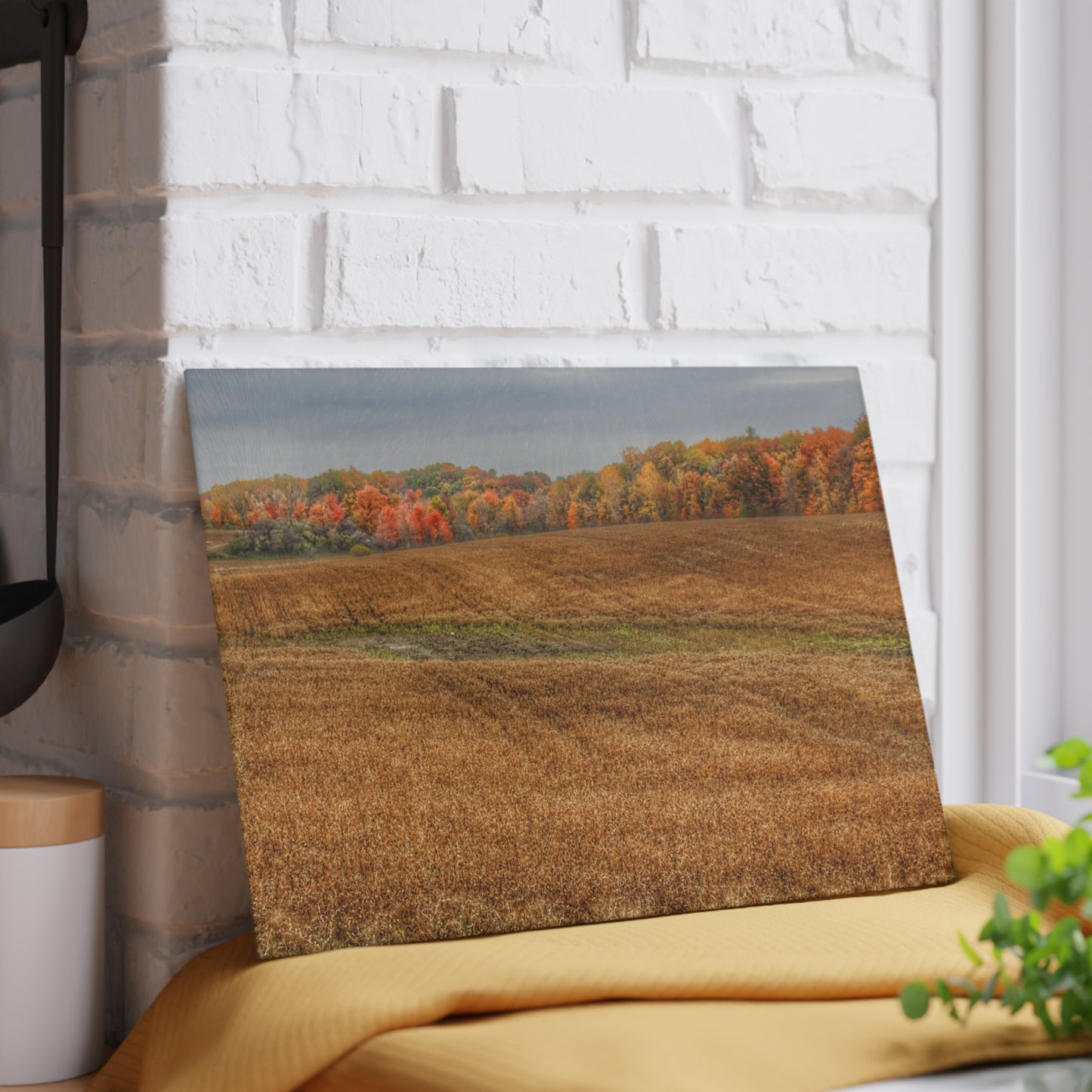 U R There Photography Colors of Fall on Lippincott Road Rustic Farmhouse Tempered-Glass Cutting Board