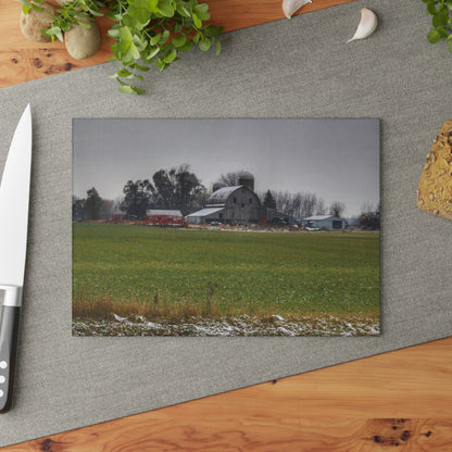 U R There Photography Shepard Road Grey Rustic Farmhouse Tempered-Glass Cutting Board