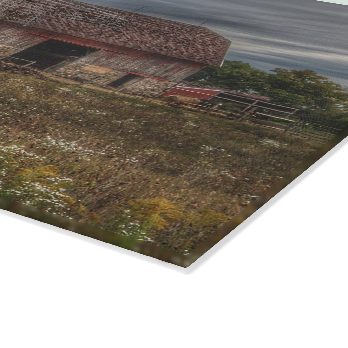 U R There Photography Old Marathon Red Rustic Farmhouse Tempered-Glass Cutting Board