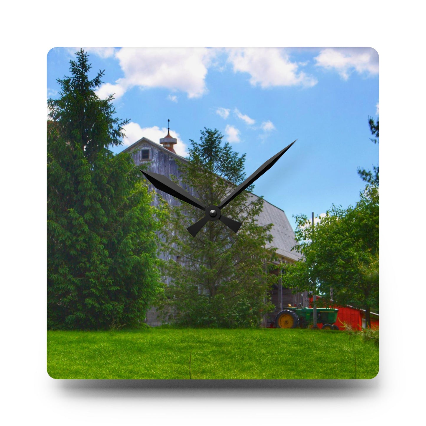 U R There Photography Bordman Road Hidden Grey Rustic Farmhouse Acrylic Analog Wall Clock