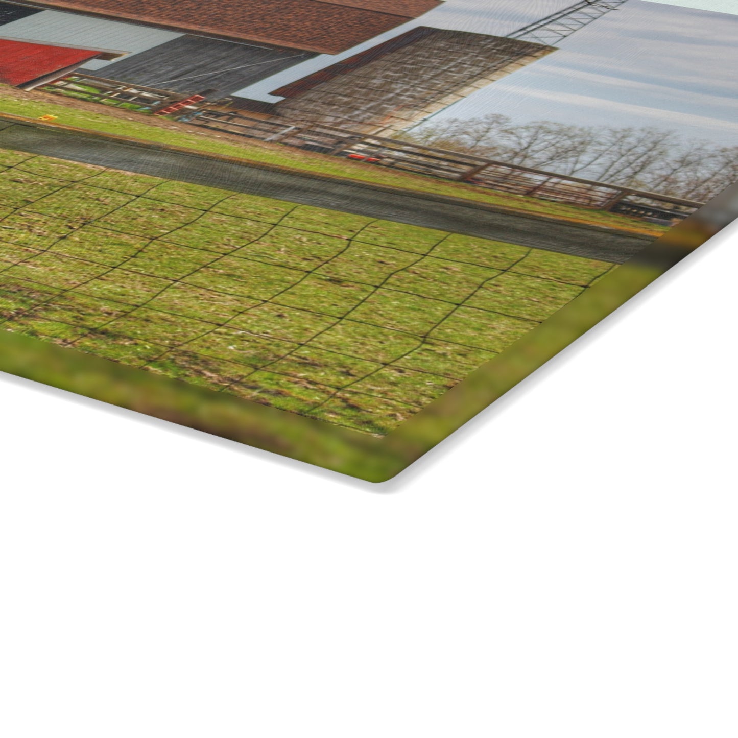 U R There Photography North Vassar Road Grey Rustic Farmhouse Tempered-Glass Cutting Board