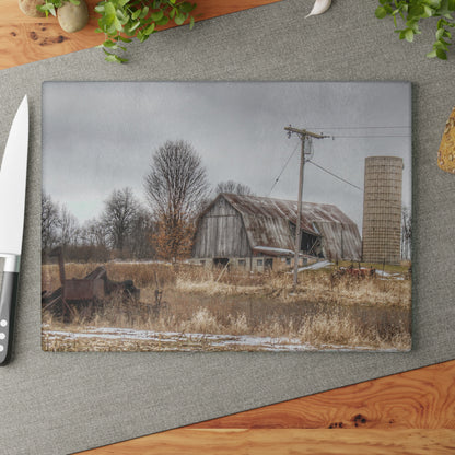 U R There Photography Norway Lake Road Grey Rustic Farmhouse Tempered-Glass Cutting Board
