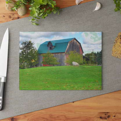 U R There Photography Frances Road Old Red II Rustic Farmhouse Tempered-Glass Cutting Board
