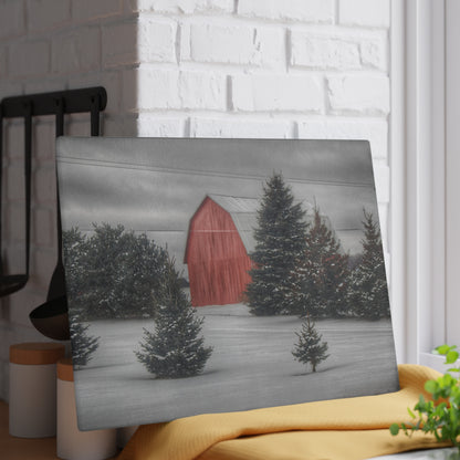U R There Photography Vernor Road Red II Rustic Farmhouse Tempered-Glass Cutting Board
