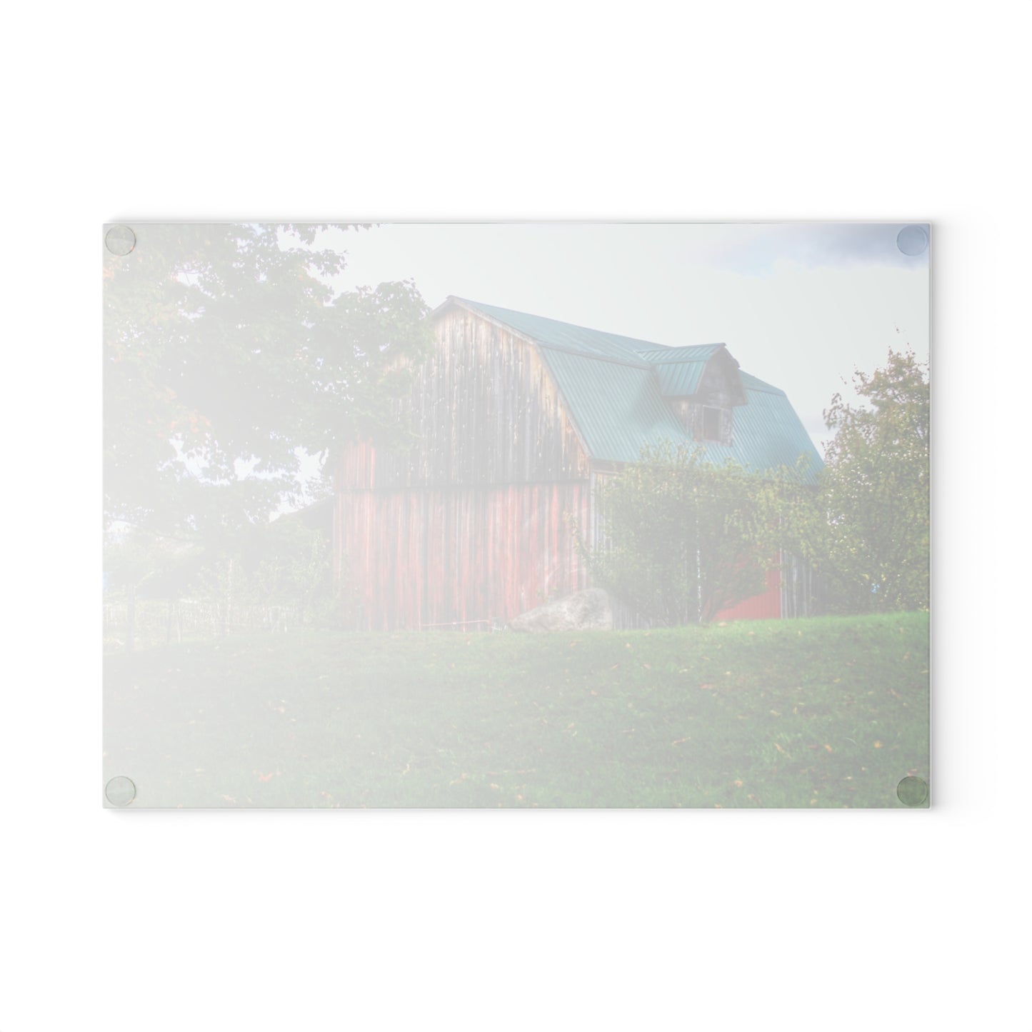 U R There Photography Frances Road Old Red I Rustic Farmhouse Tempered-Glass Cutting Board