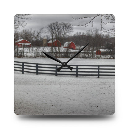 U R There Photography Barns of Barber Road II Rustic Farmhouse Acrylic Analog Wall Clock