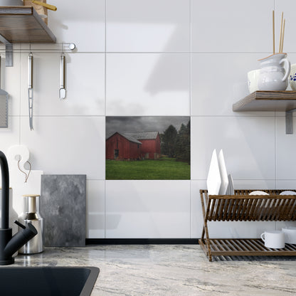 U R There Photography Bowers Road Red II Rustic Farmhouse Decorative Ceramic Tile