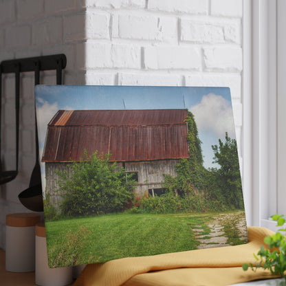 U R There Photography Grey Road Rusted III Rustic Farmhouse Tempered-Glass Cutting Board