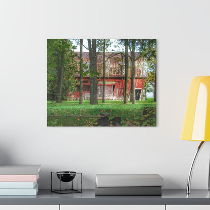 U R There Photography LeValley Falling Red Rustic Farmhouse Acrylic Wall Print