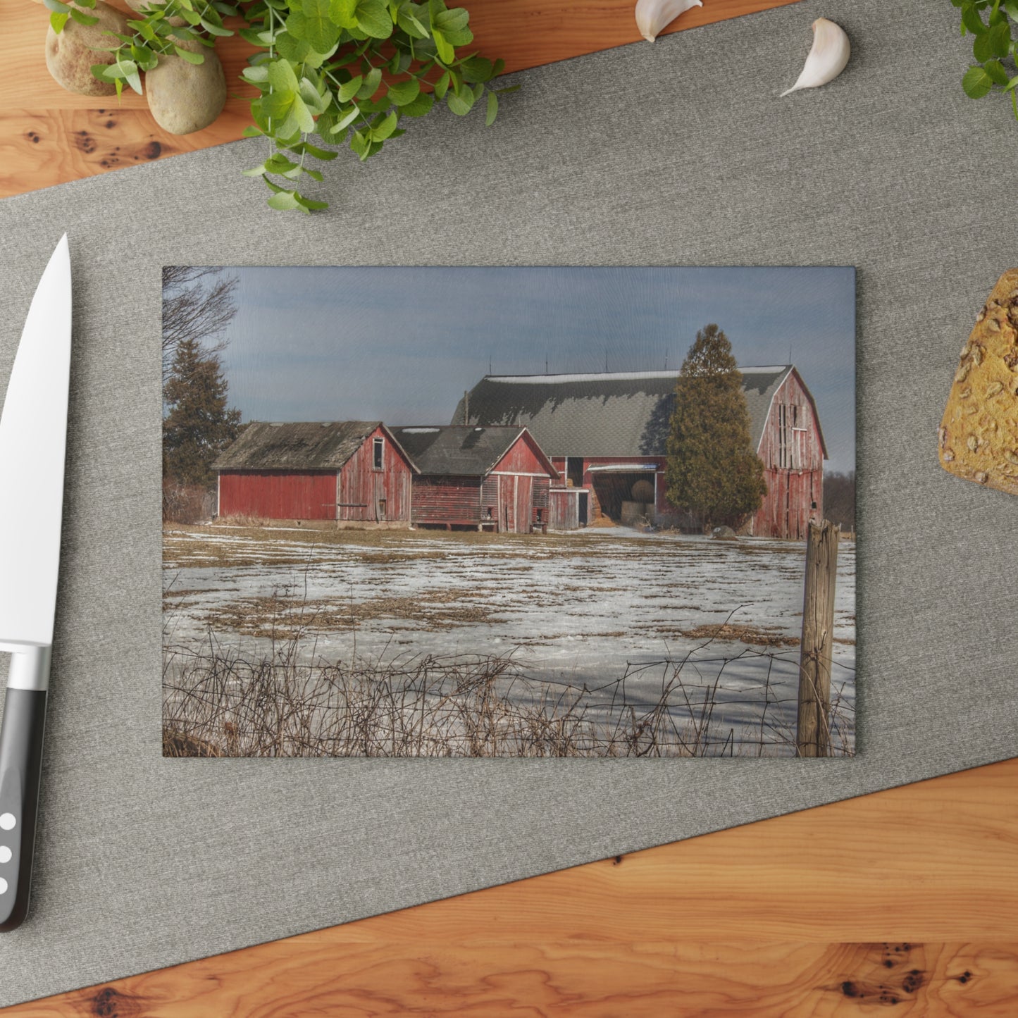 U R There Photography Wilder Road Reds Rustic Farmhouse Tempered-Glass Cutting Board