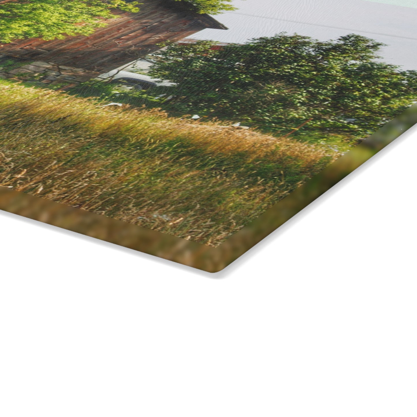 U R There Photography Lum Hidden Fieldstone Red Rustic Farmhouse Tempered-Glass Cutting Board