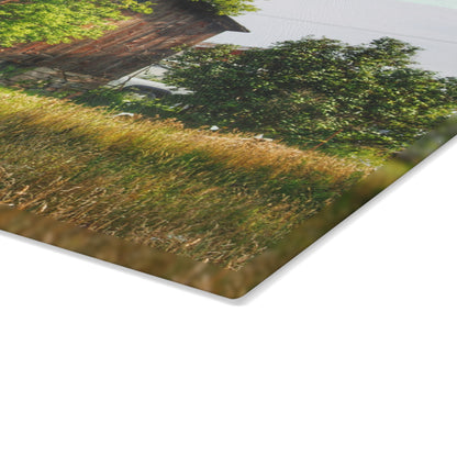 U R There Photography Lum Hidden Fieldstone Red Rustic Farmhouse Tempered-Glass Cutting Board