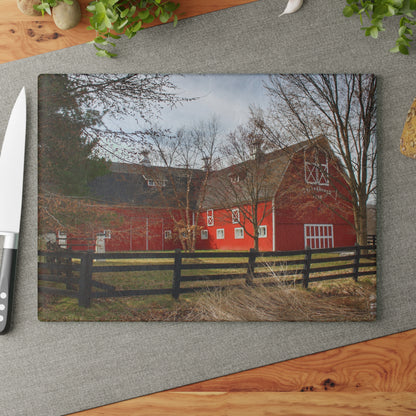 U R There Photography Thornville Road Red Rustic Farmhouse Tempered-Glass Cutting Board